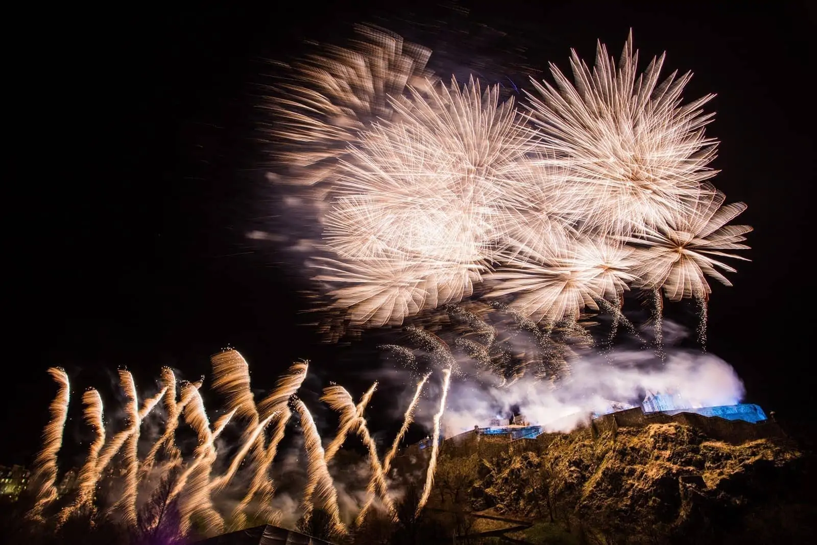 New Year's Eve fireworks over Edinburgh Castle