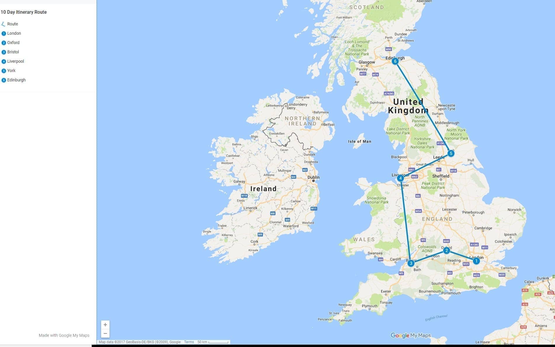 travel around uk in 10 days