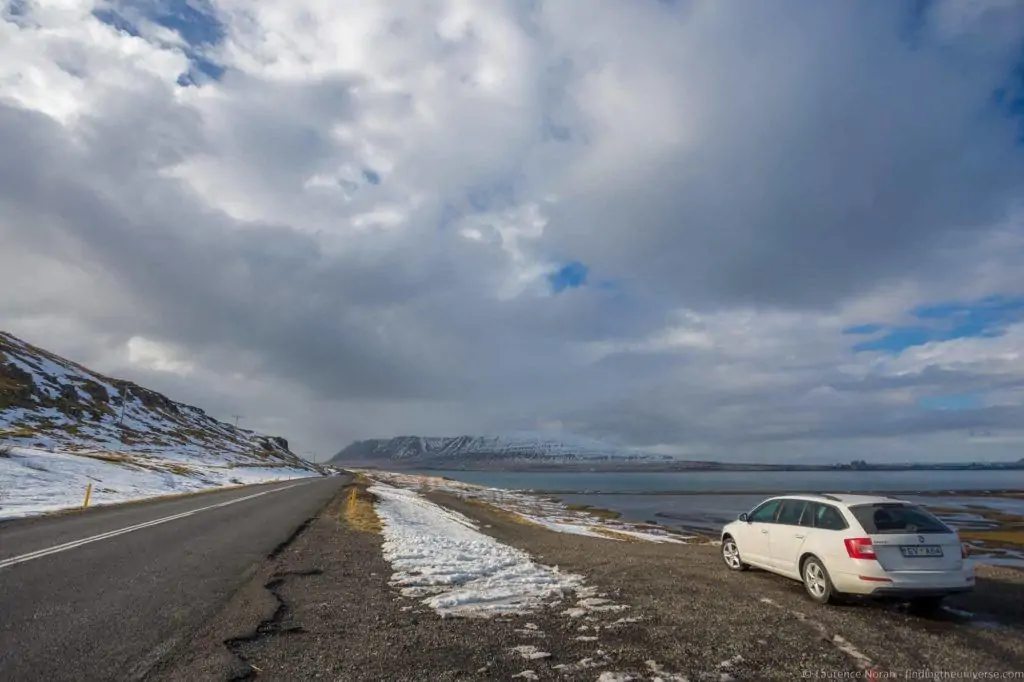 Car driving on Route 1 Iceland scenery