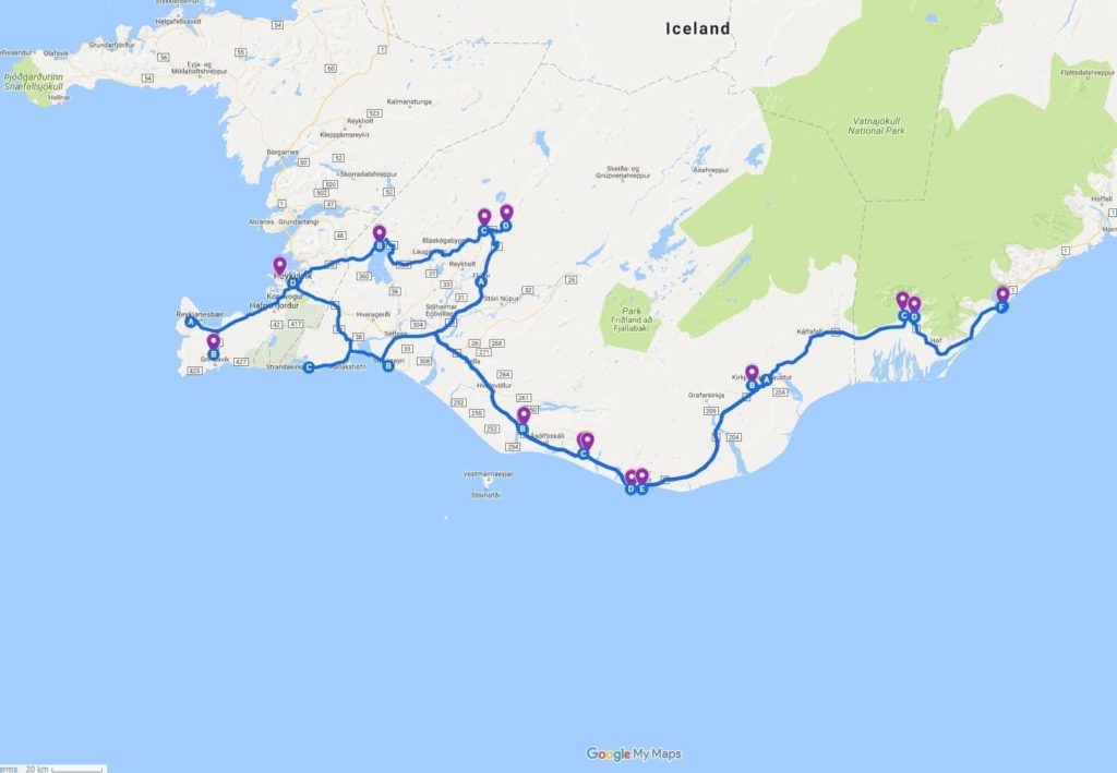 Iceland 5 Day Itinerary Map