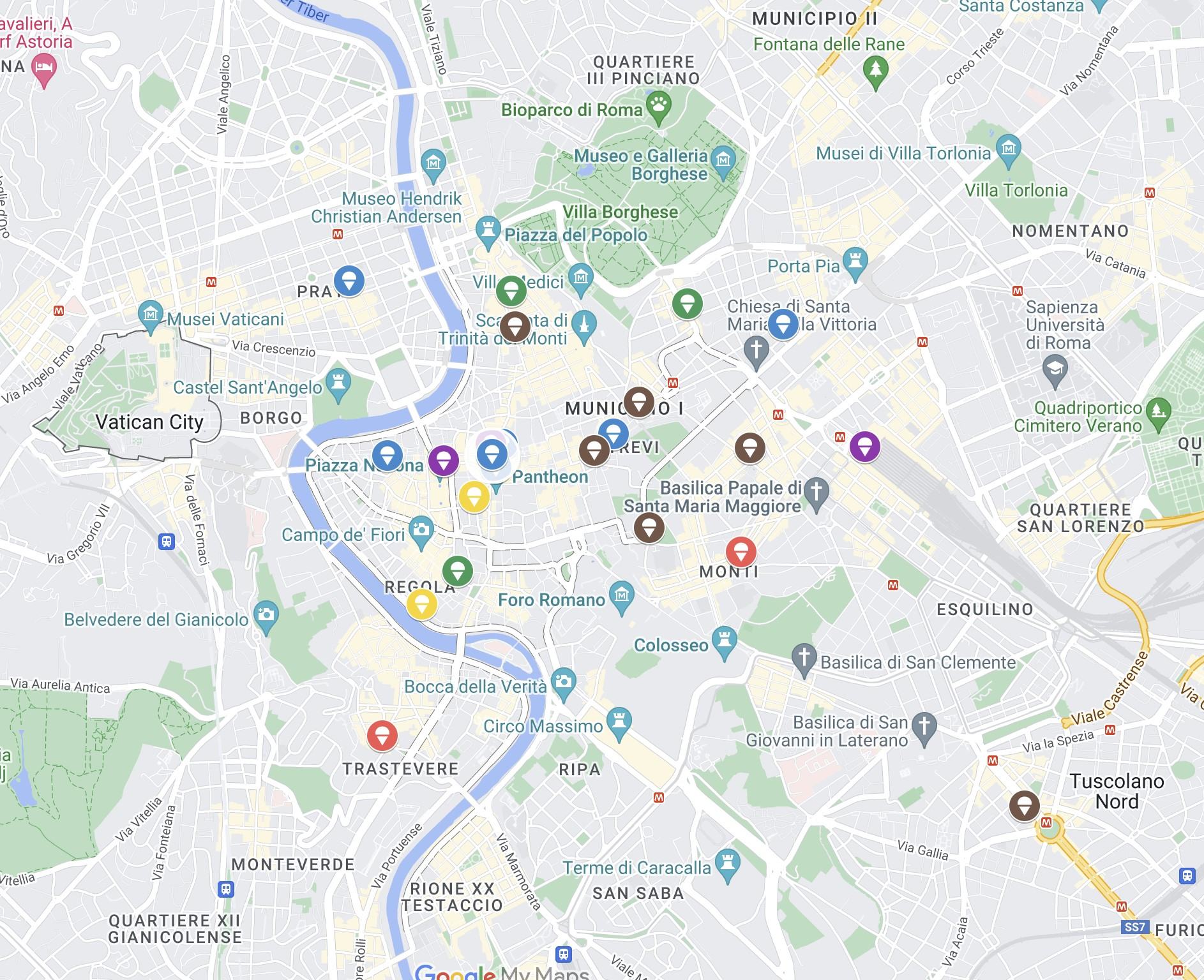 Map of Best Gelato in Rome