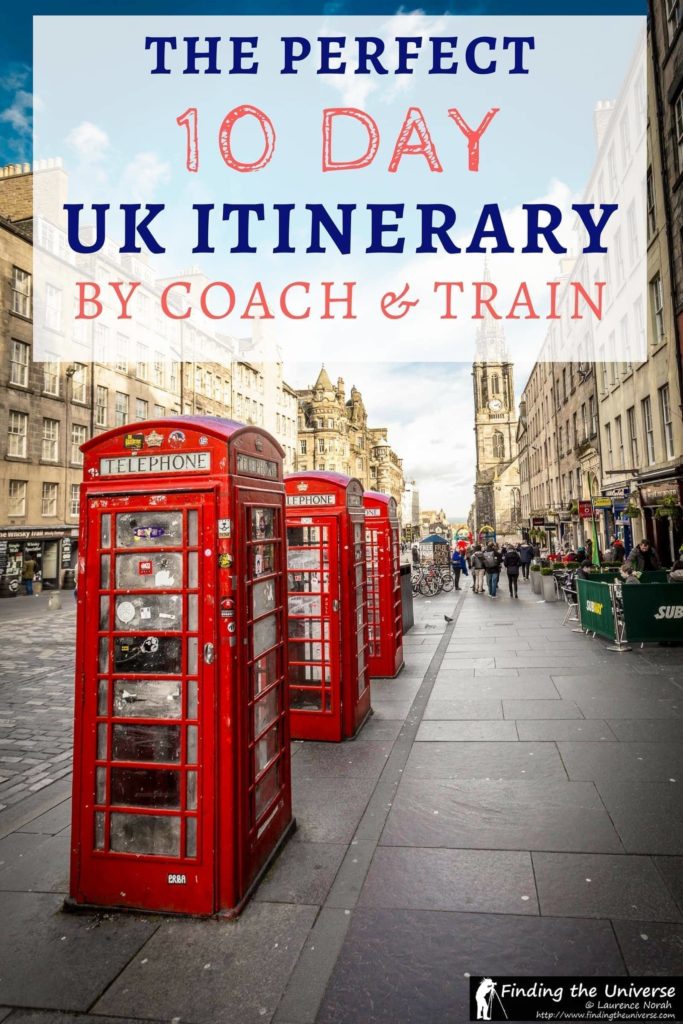 A 10 day UK itinerary by bus or train. This itinerary for the UK focuses on what is achievable for a visitor to the UK who wants to travel using public transport. It covers many of the most popular sights and attractions in the UK, has a route map, plus tips and advice on planning the perfect trip to the UK.