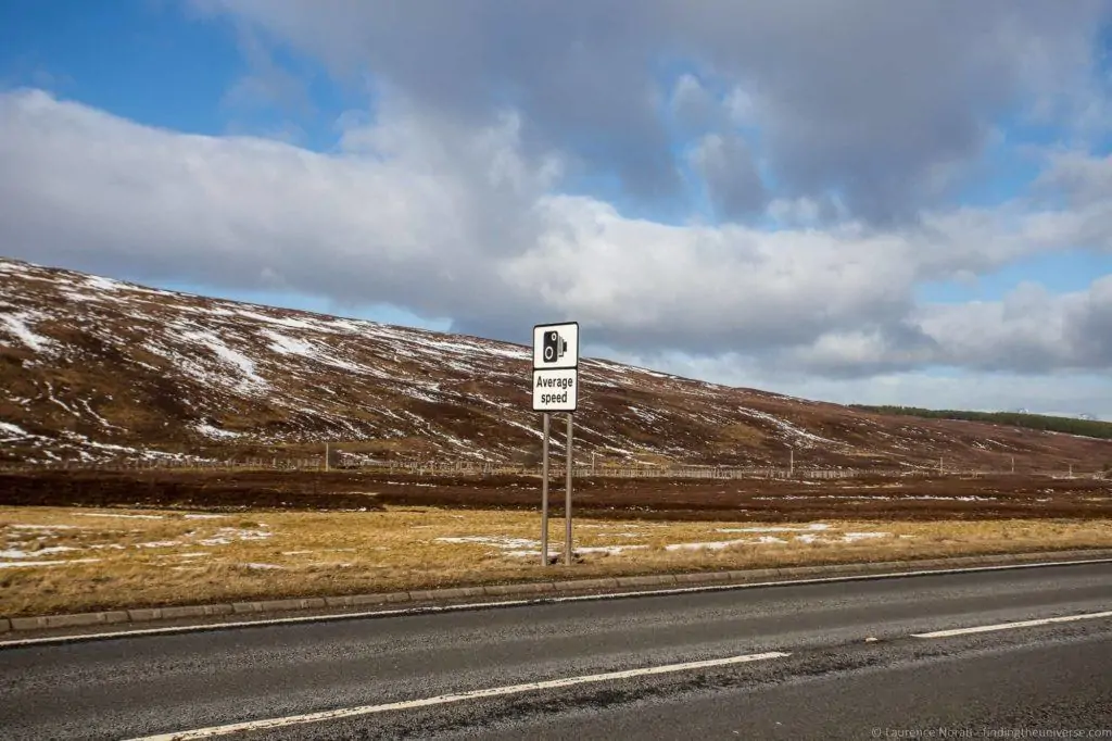 Average speed camera sign on a UK road