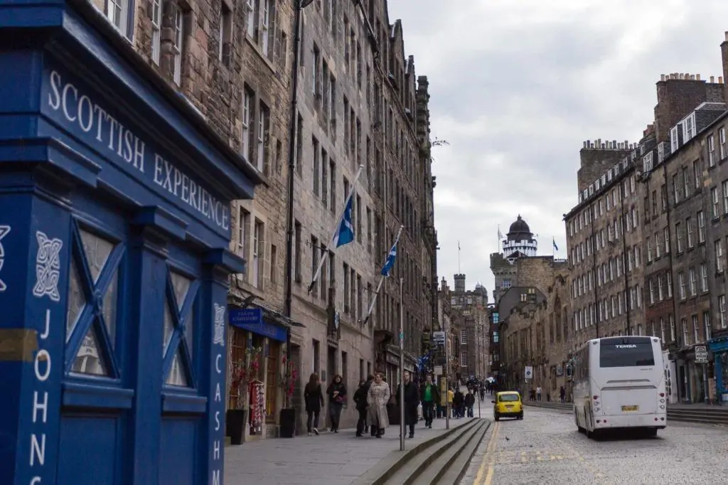 Bus on road in Edinburgh
