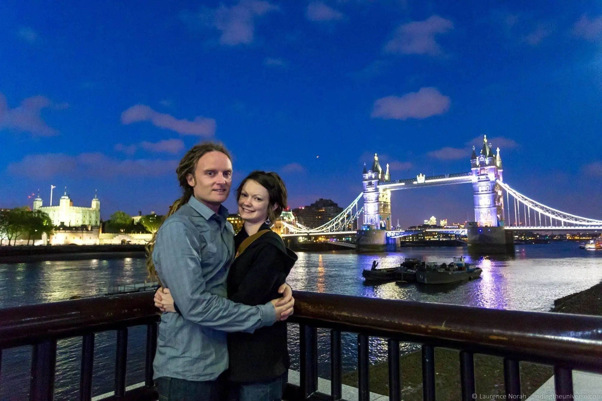 London packing list – Laurence and Jessica in front of tower bridge london