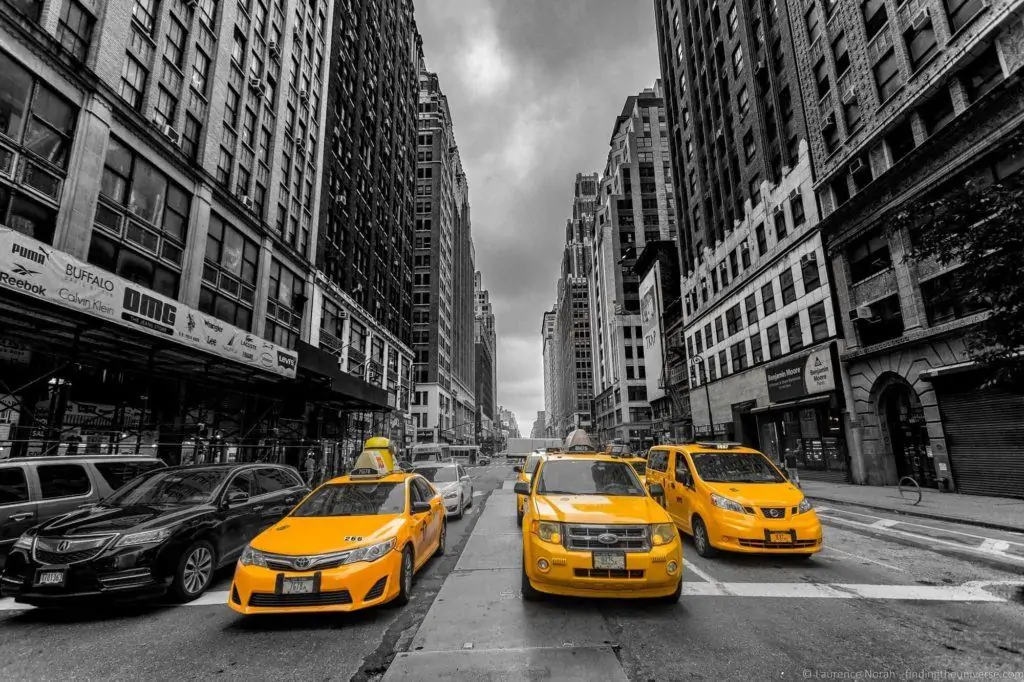 Yellow taxi cab on a New York City street