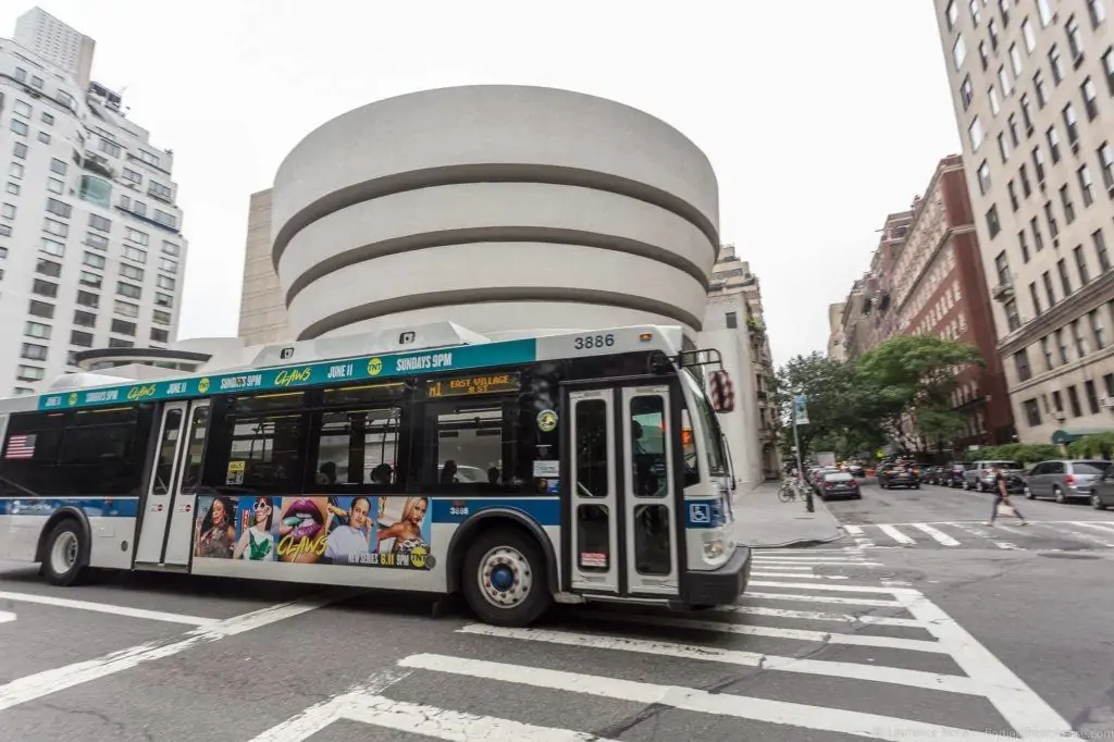 New York City bus on a Manhattan street