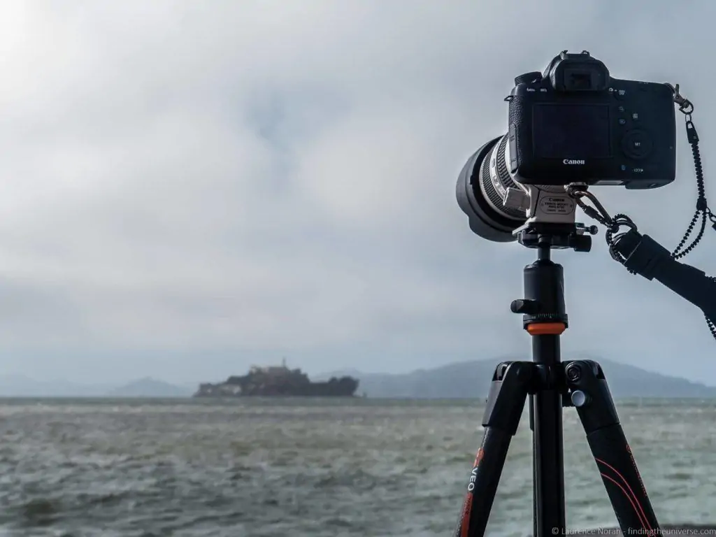 Shooting Alcatraz from a boat with a travel zoom lens