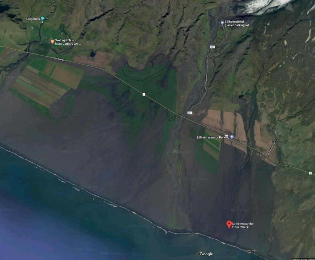 Map of Iceland plane crash area