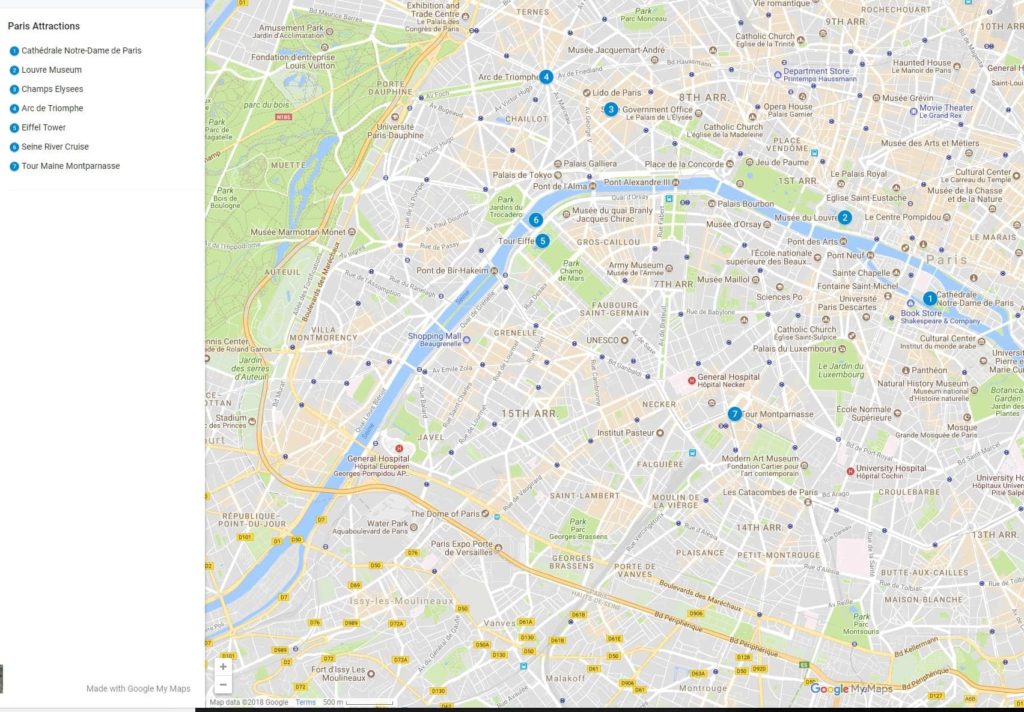 A day in Paris Map