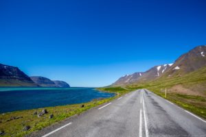 Iceland road and sun