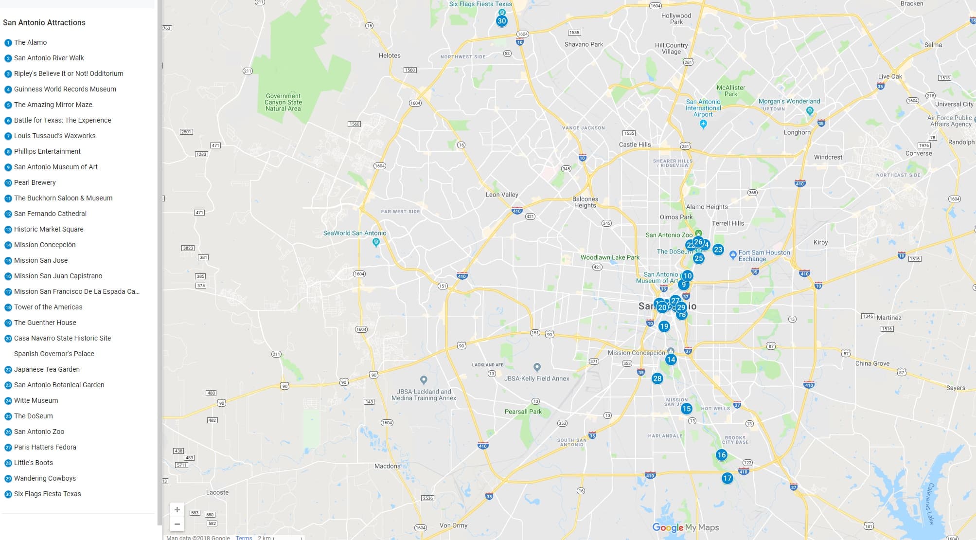 San Antonio Things to Do Map