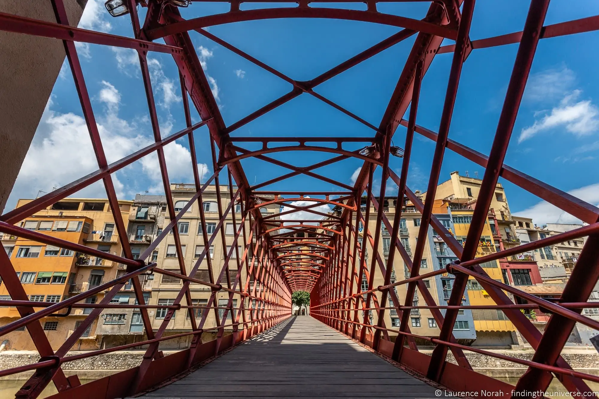 The red ironwork of the Eiffel Bridge Girona