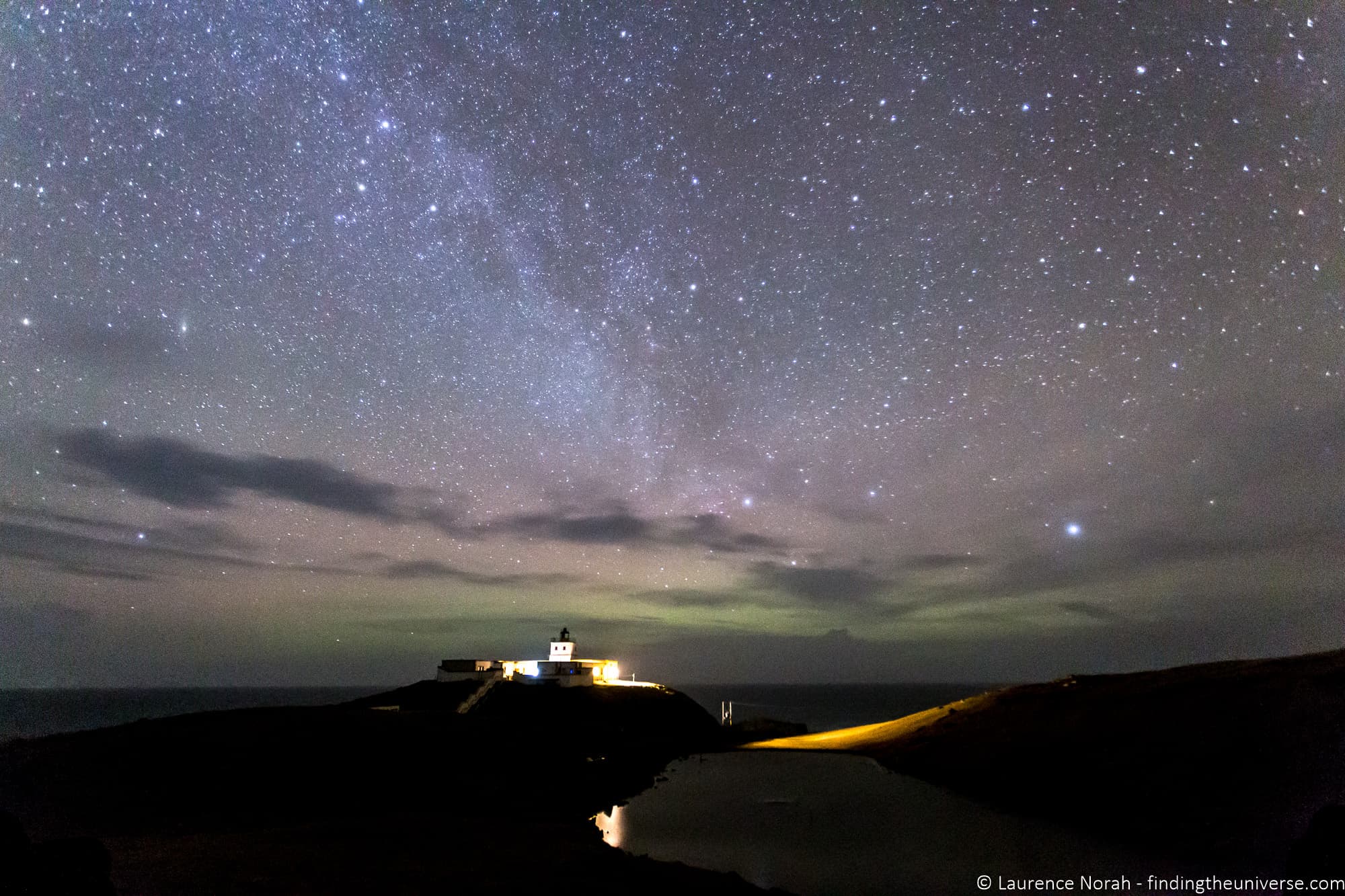 Stars over lighthouse SCotland