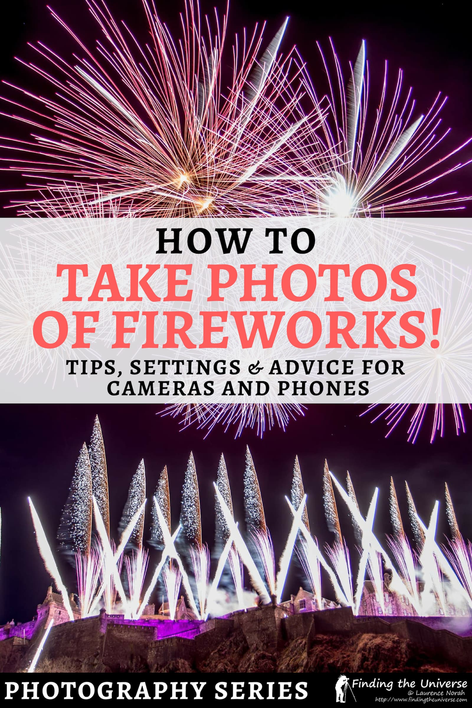 Ever wondered how to photograph fireworks? With this detailed guide, you'll get the perfect fireworks photos, whether you're using a camera or smartphone! With tips, advice and the camera settings you need for the best fireworks pictures #fireworks #photography