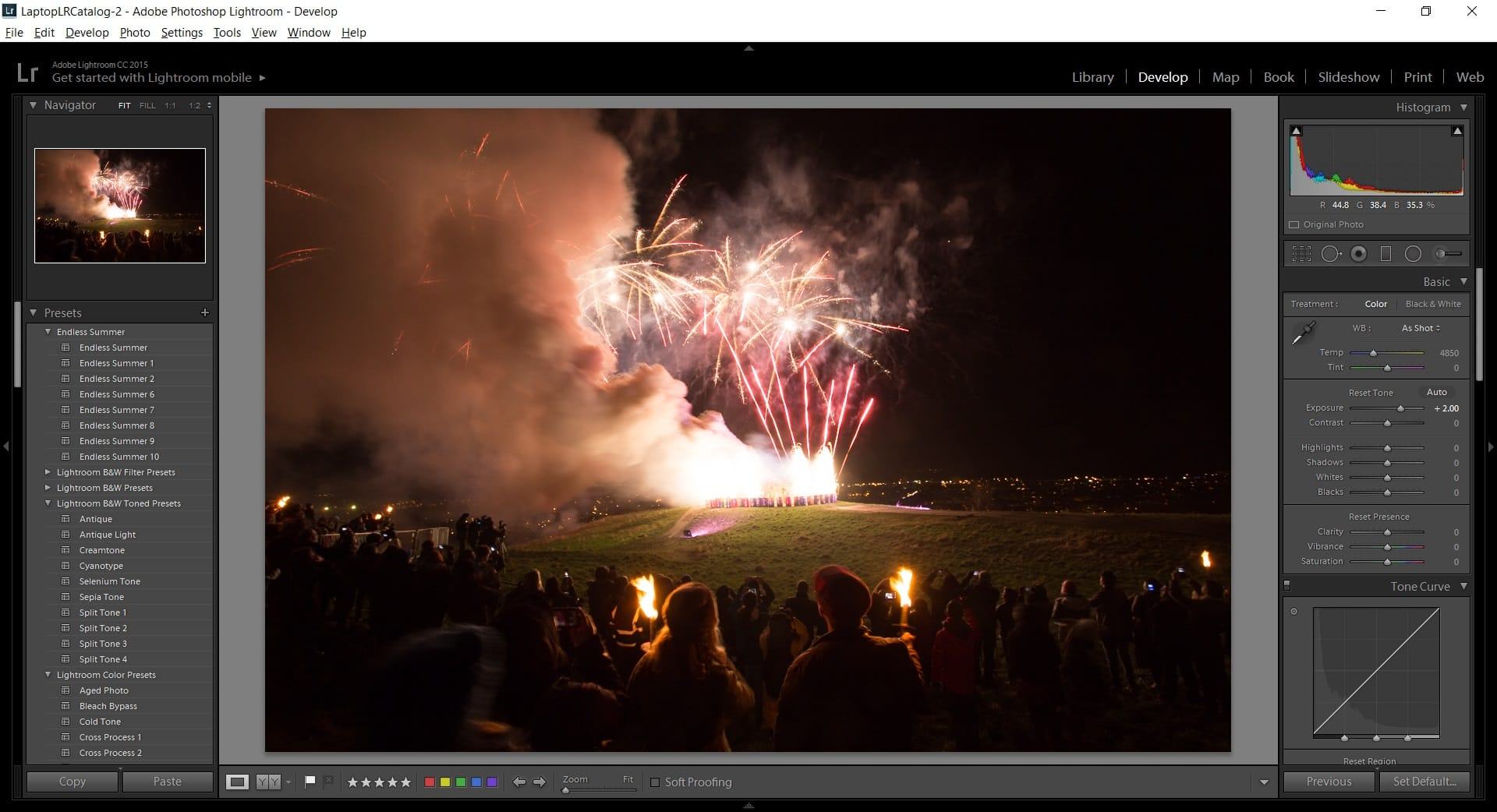 Editing firework photos