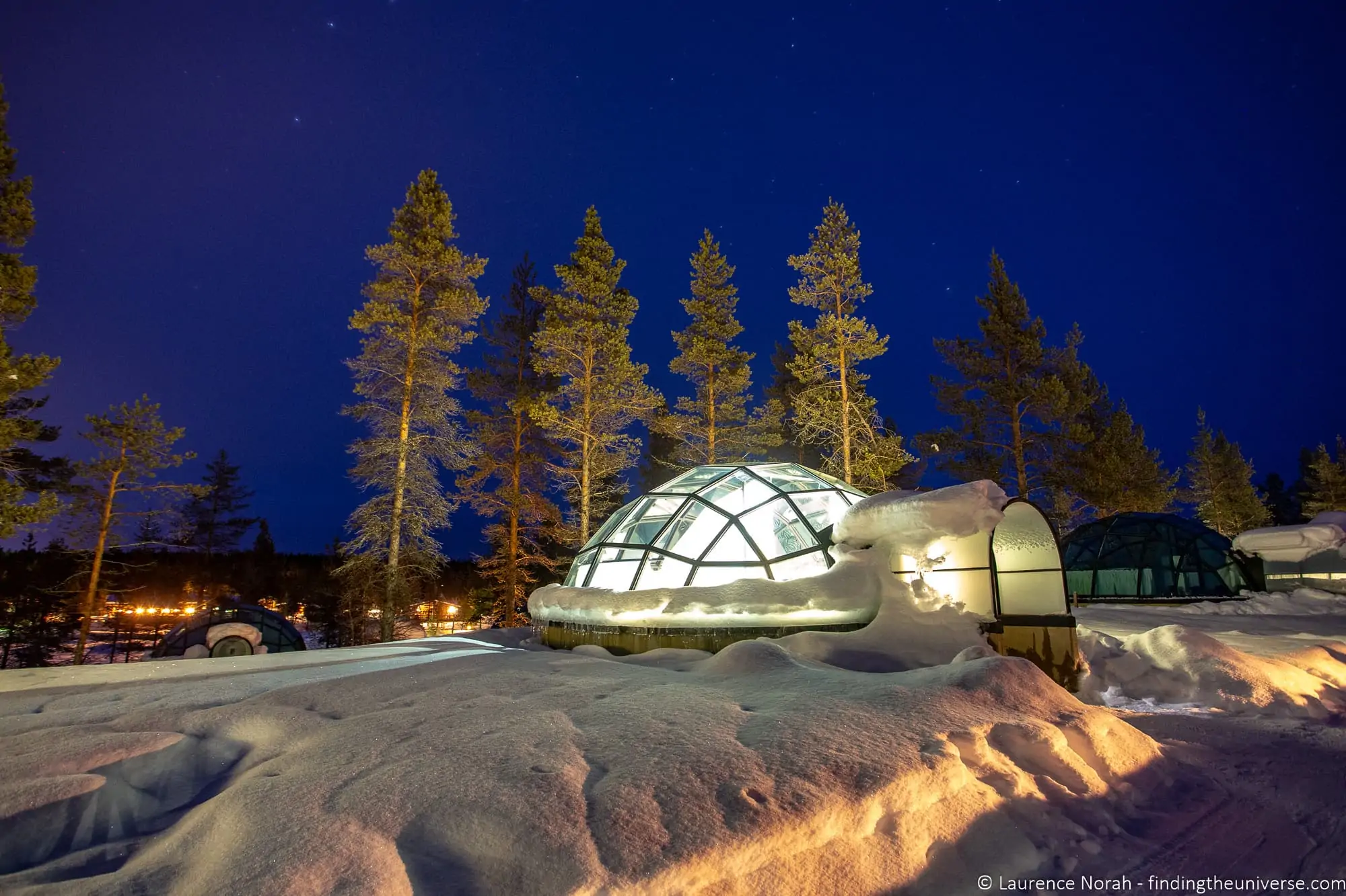 Glass igloo at Kakslauttanen Arctic Resort in Finland