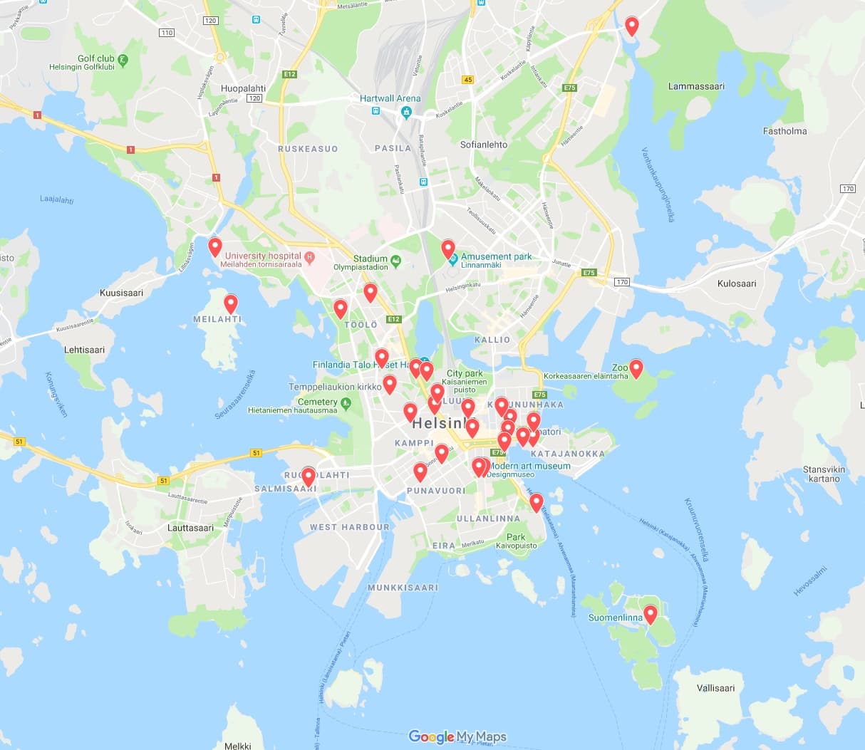 Things to do in Helsinki Map