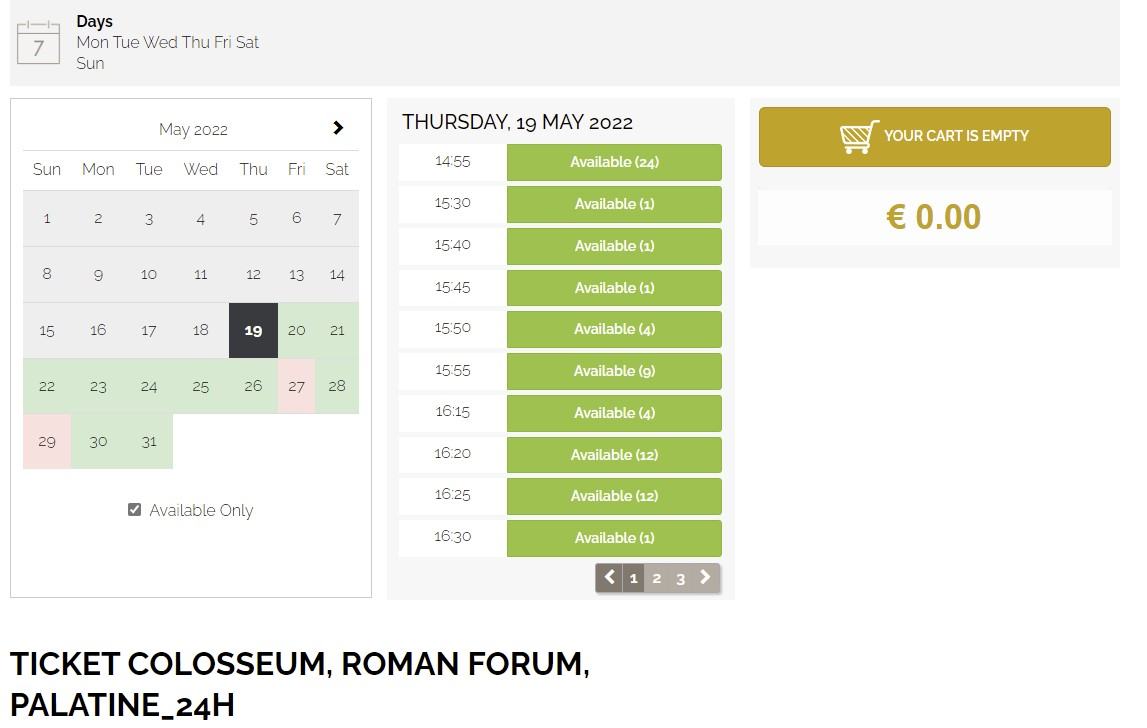 Colosseum ticket time 2022