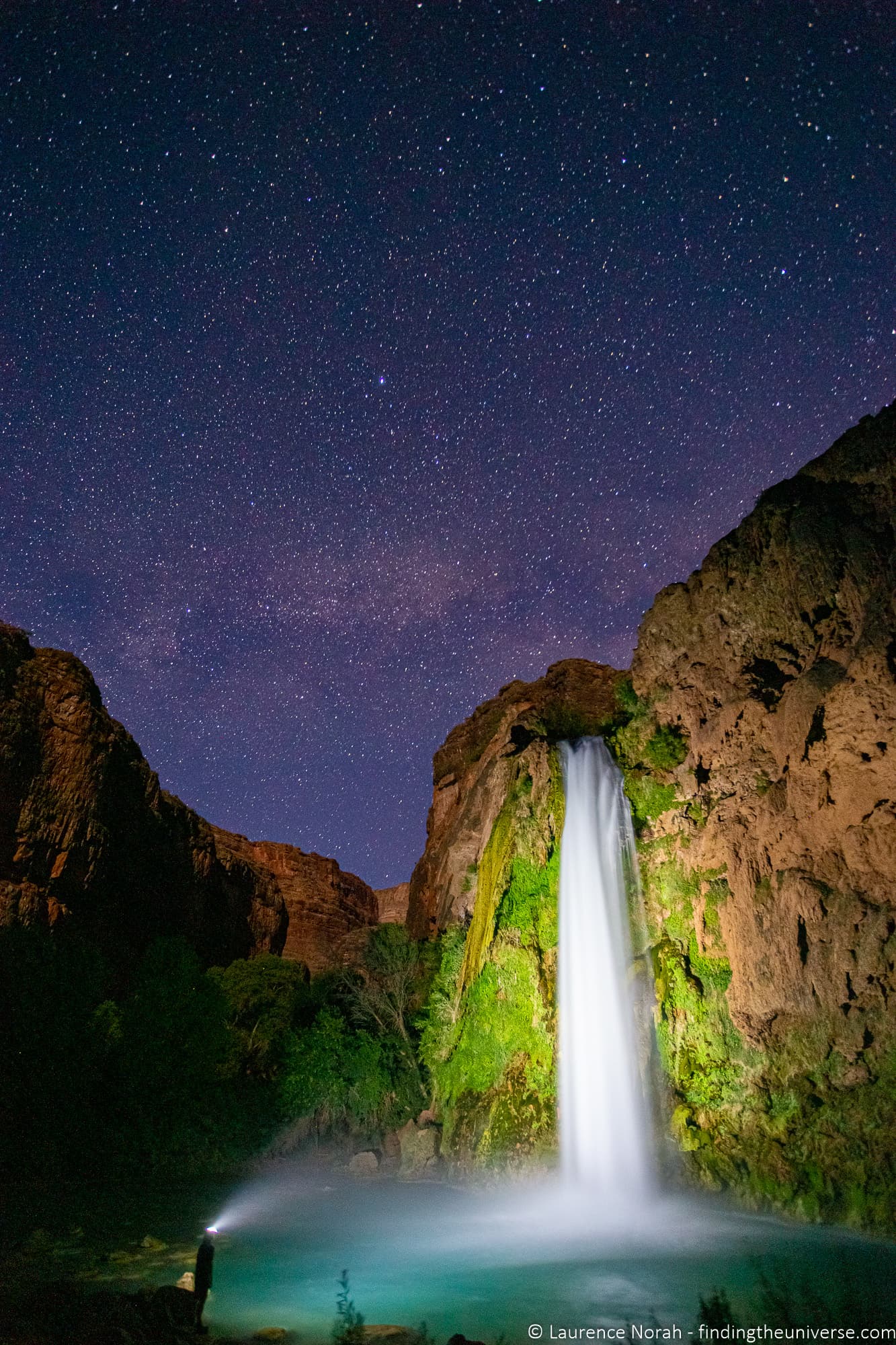 Havasu Falls at night milky way