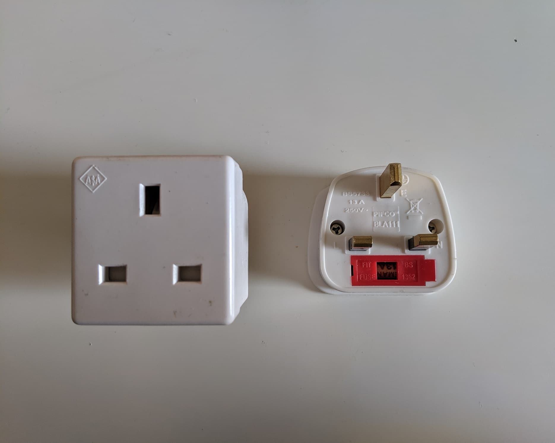UK Type G electrical plug and plug socket