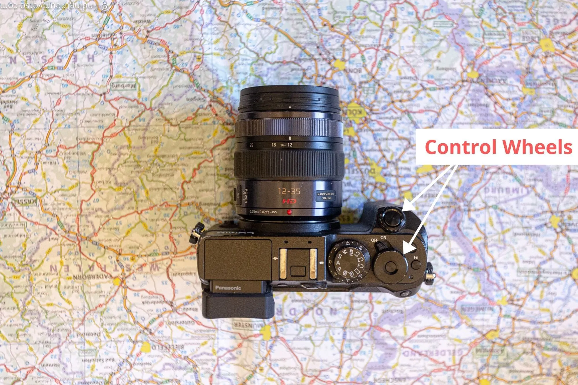 Control wheel on a mirrorless camera