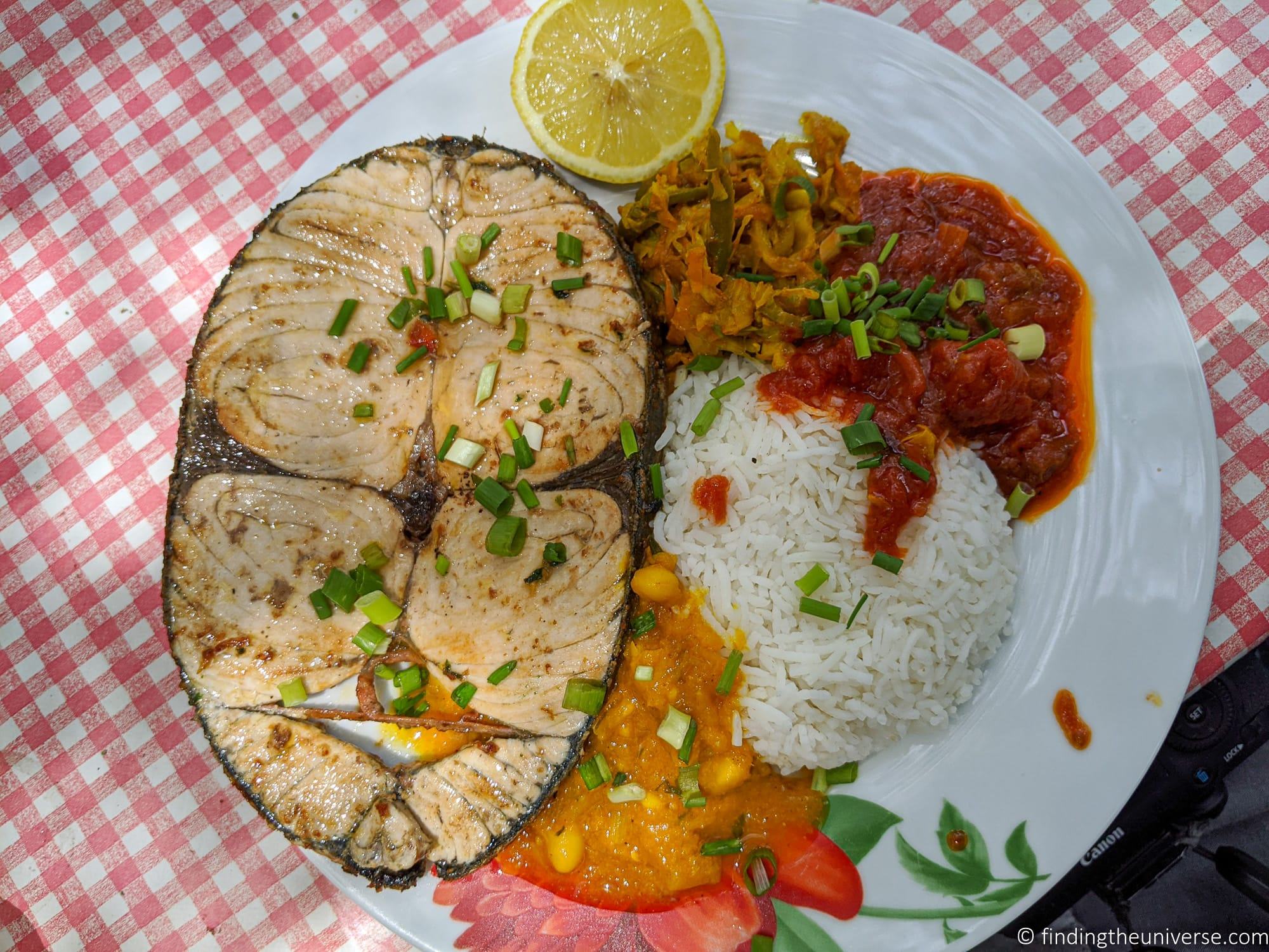 Fried fish with accompaniments Mauritius