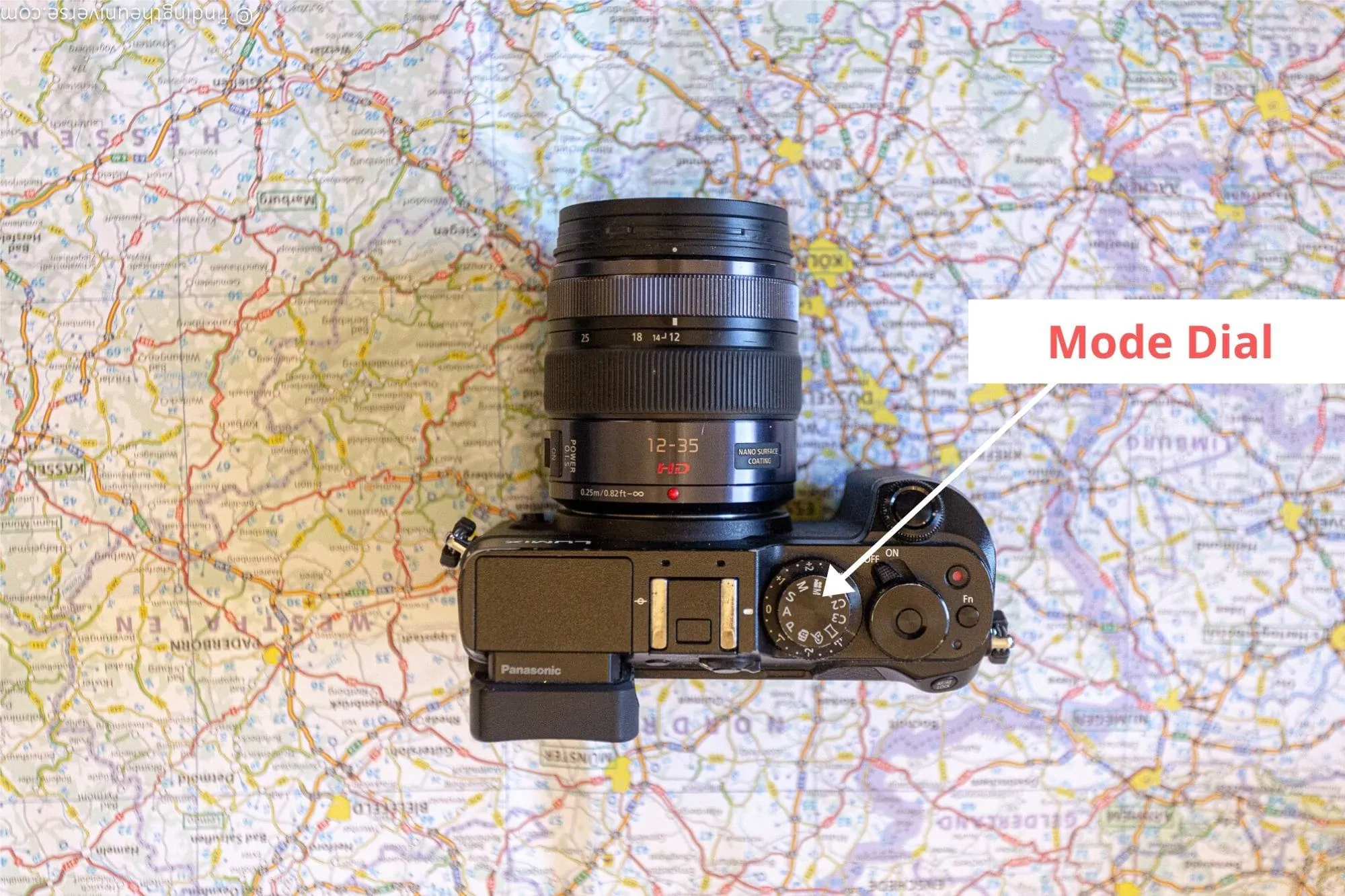 Mode dial on a mirrorless camera