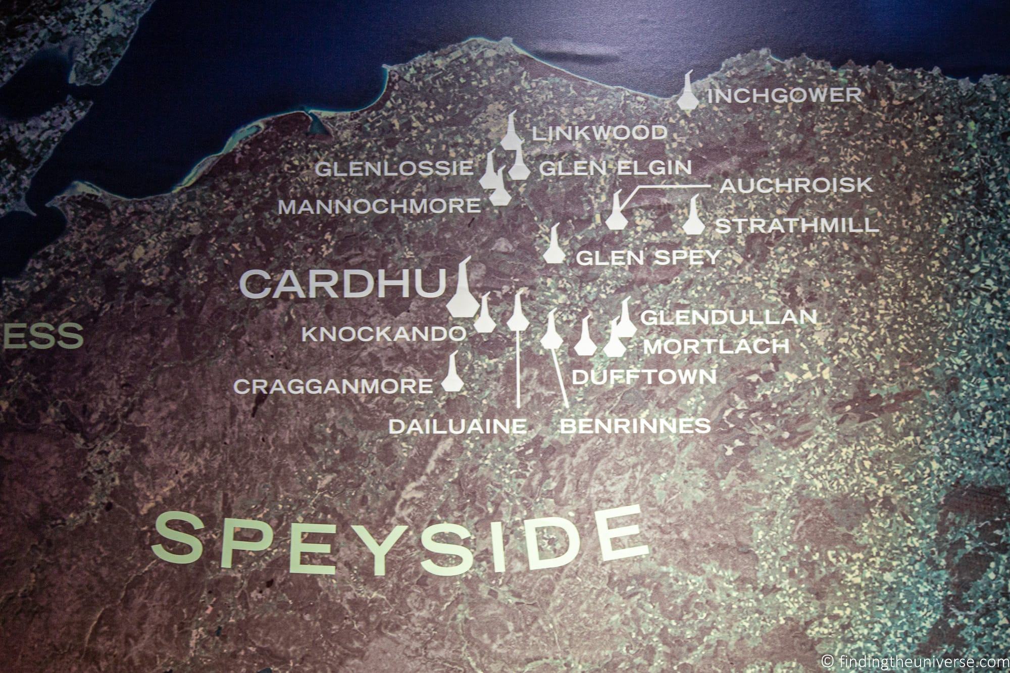 Speyside distilleries map