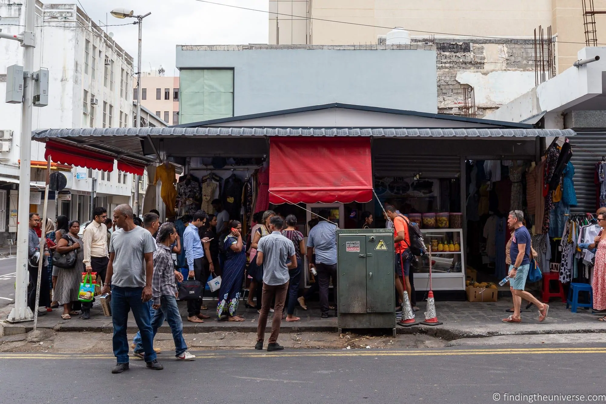 Street food line Port Louis Mauritius