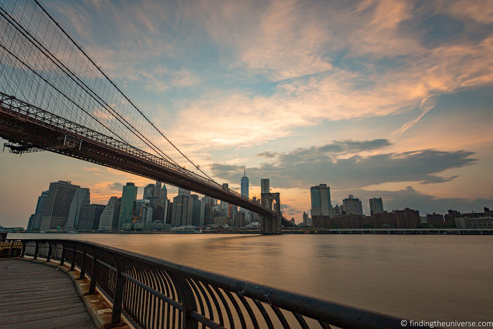 Sunset Brooklyn Bridge New York City itinerary