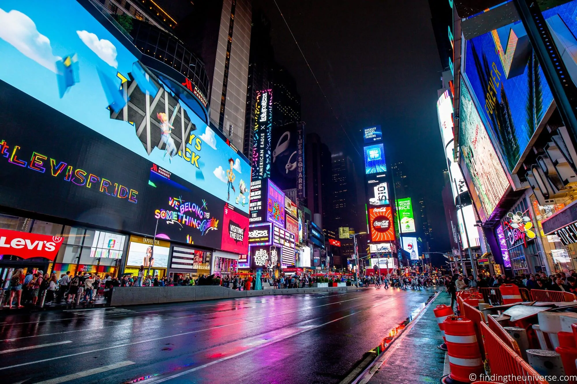 Times Square crowds and billboards
