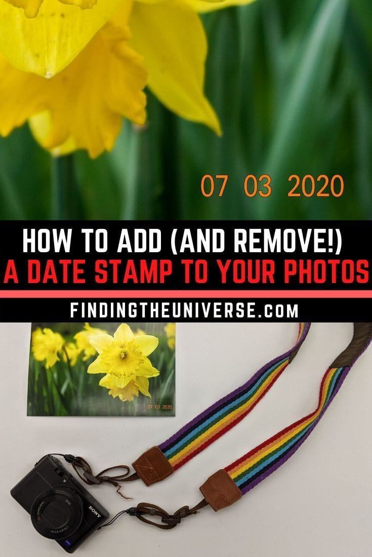 A detailed guide to adding or removing a date stamp, watermark, or other text to any image. Includes in-camera options as well as software tools.