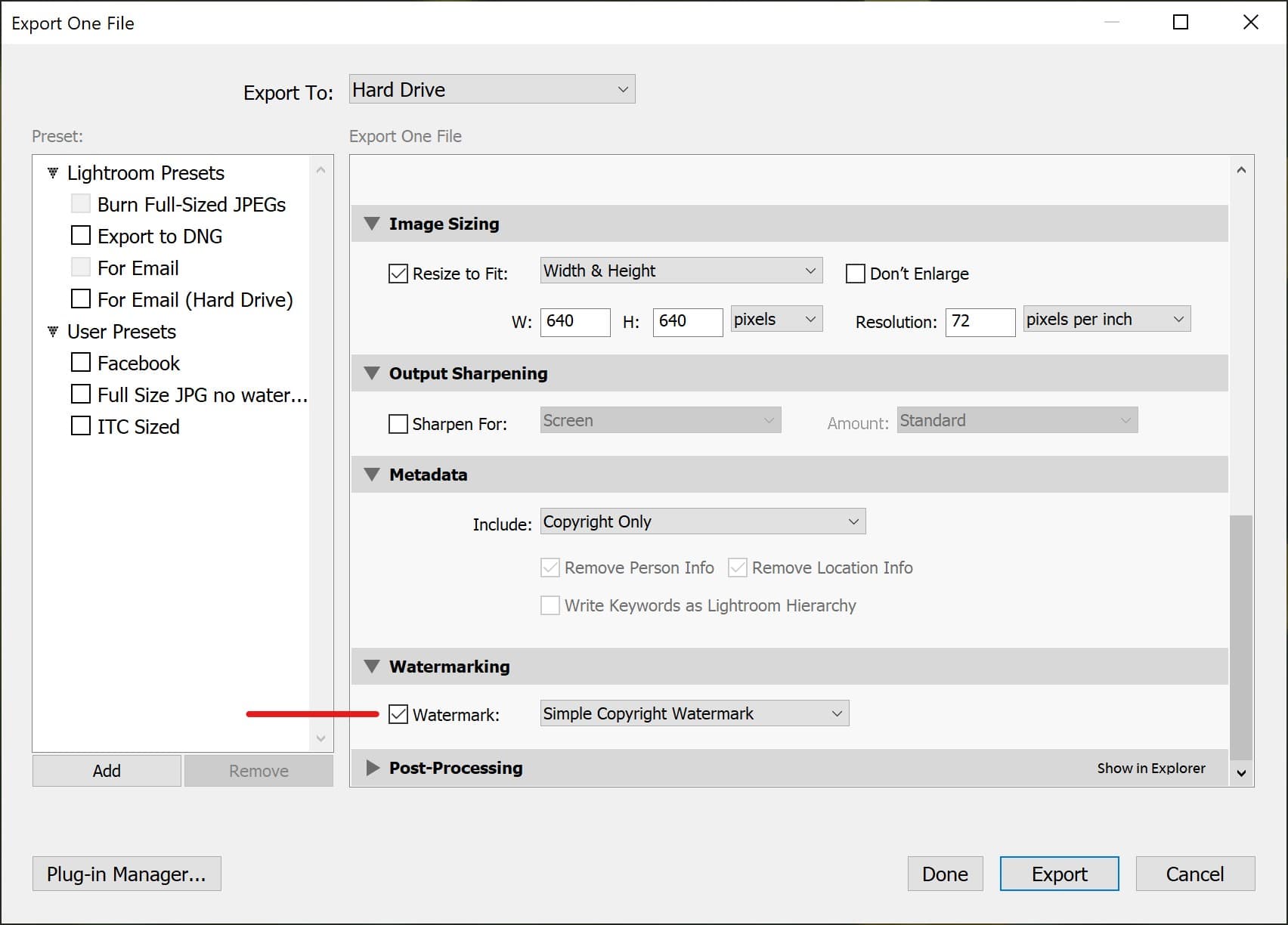 Lightroom agregar sello de fecha 3