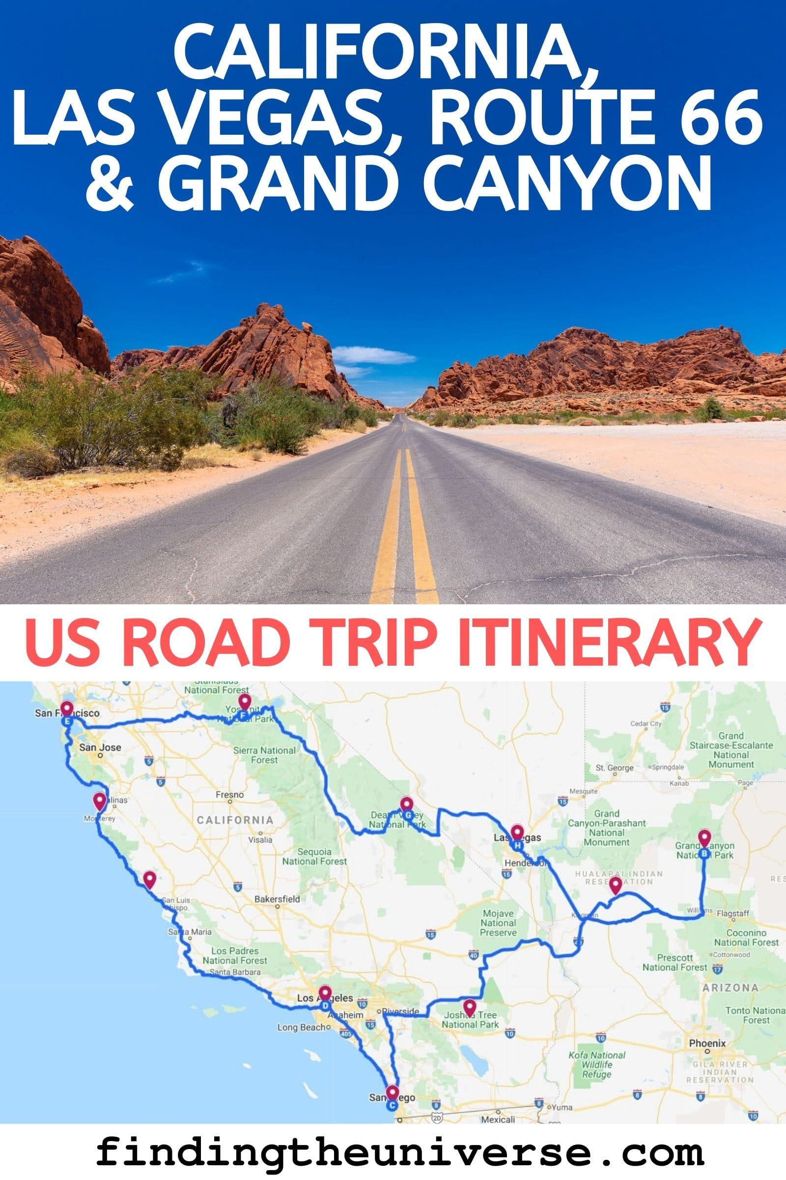 Directions From Los Angeles To Las Vegas 2 Week Usa Road Trip Itinerary: California, Las Vegas & The Grand Canyon