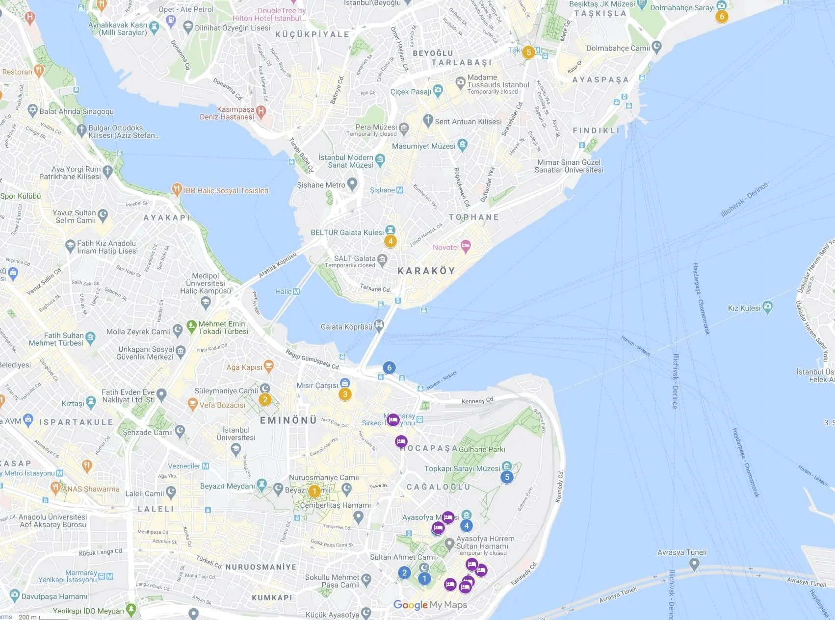 2 Days in Istanbul Itinerary Map