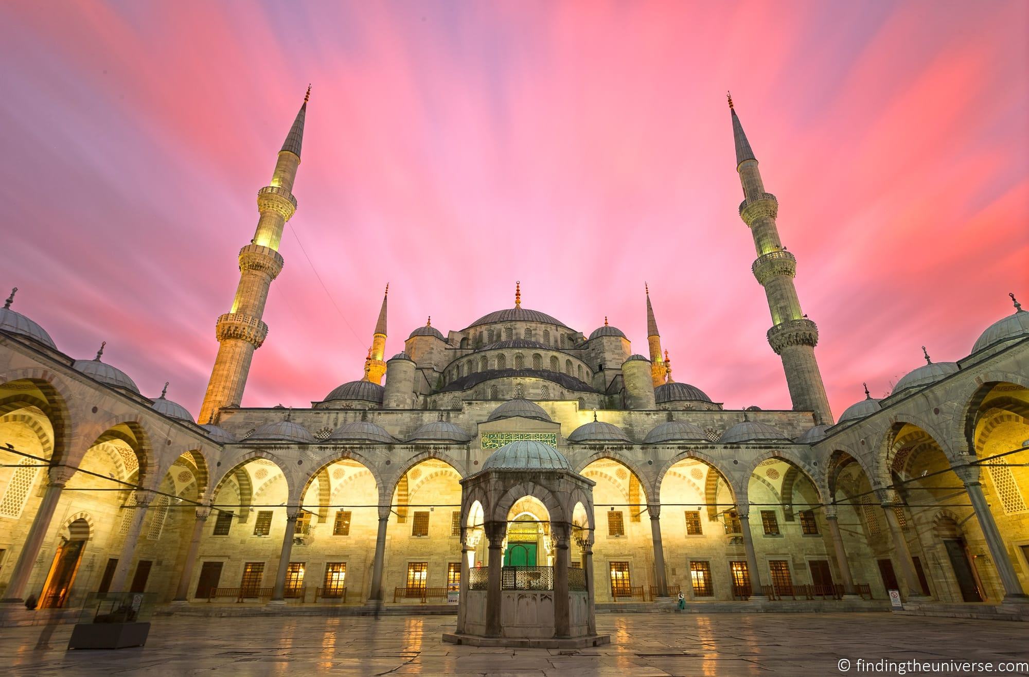 Blue mosque sunset Turkey