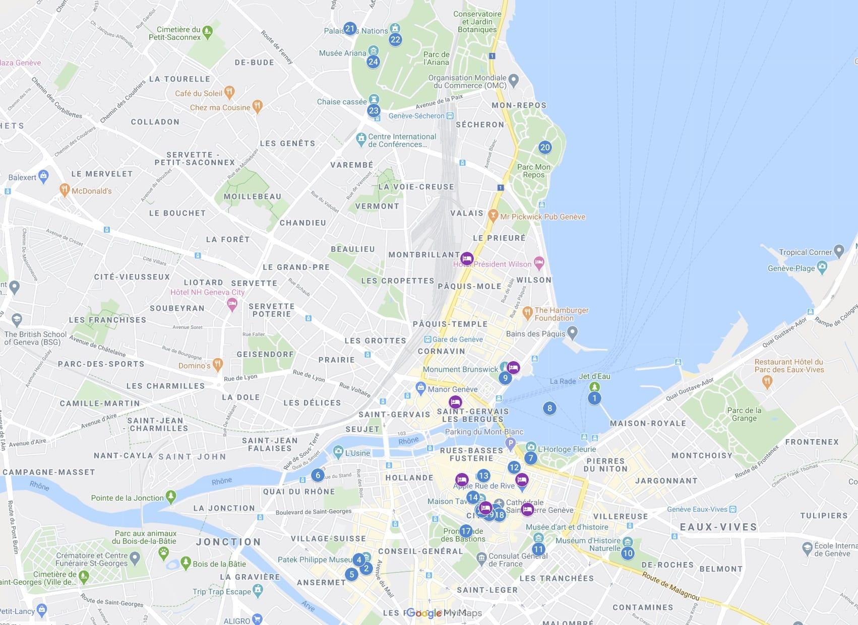 Map of Things to do in Geneva
