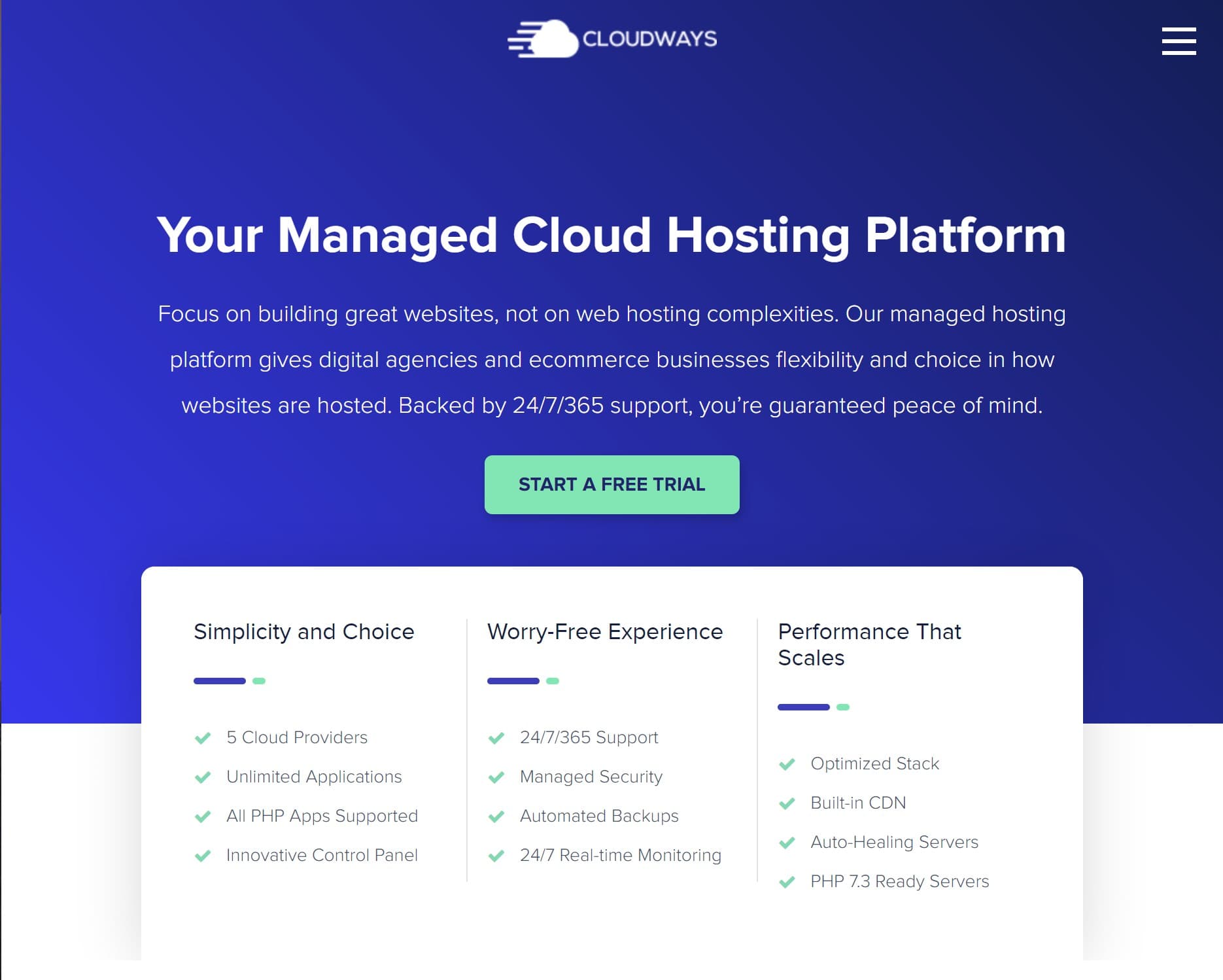 Cloudways homepage