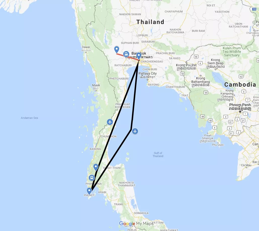 10 Day Thailand Itinerary Map