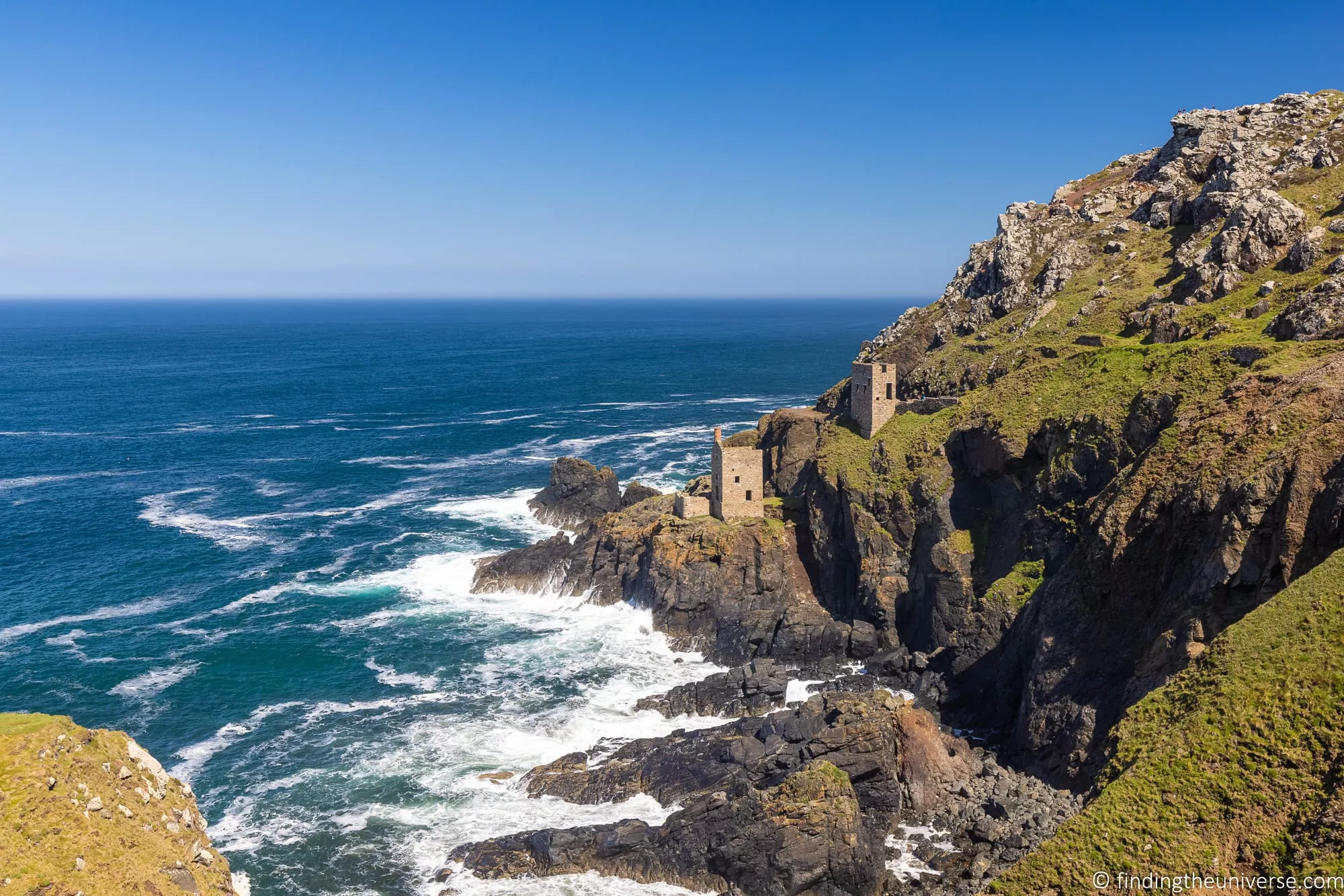 The Botallack mine engine houses on the cliffs, a Poldark filming location
