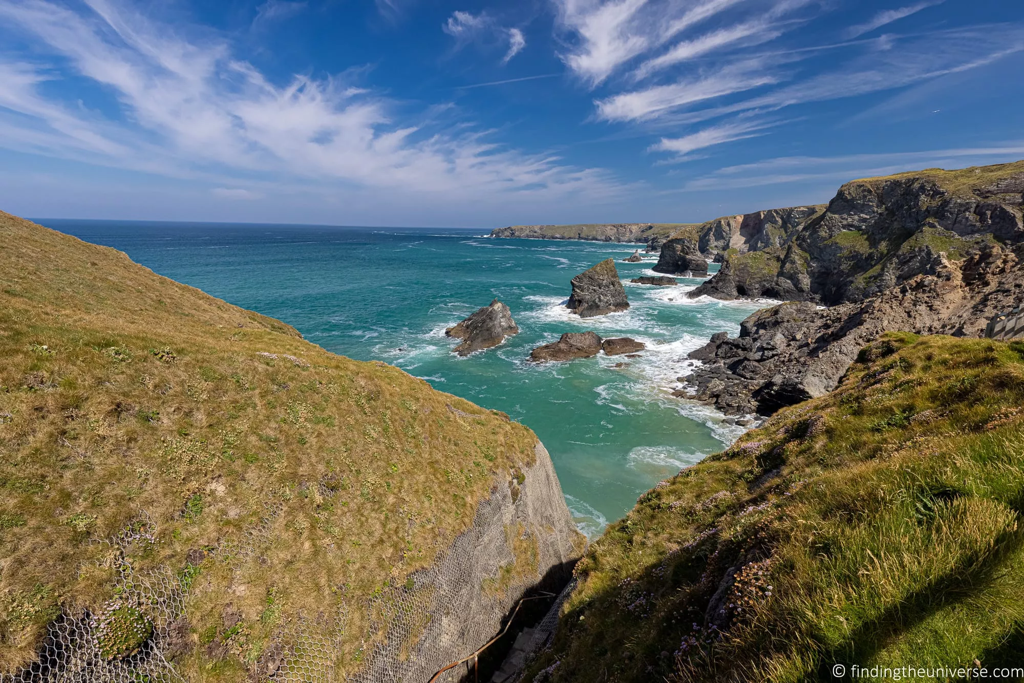 Bedruthan Steps on the north Cornwall coast, a free National Trust site