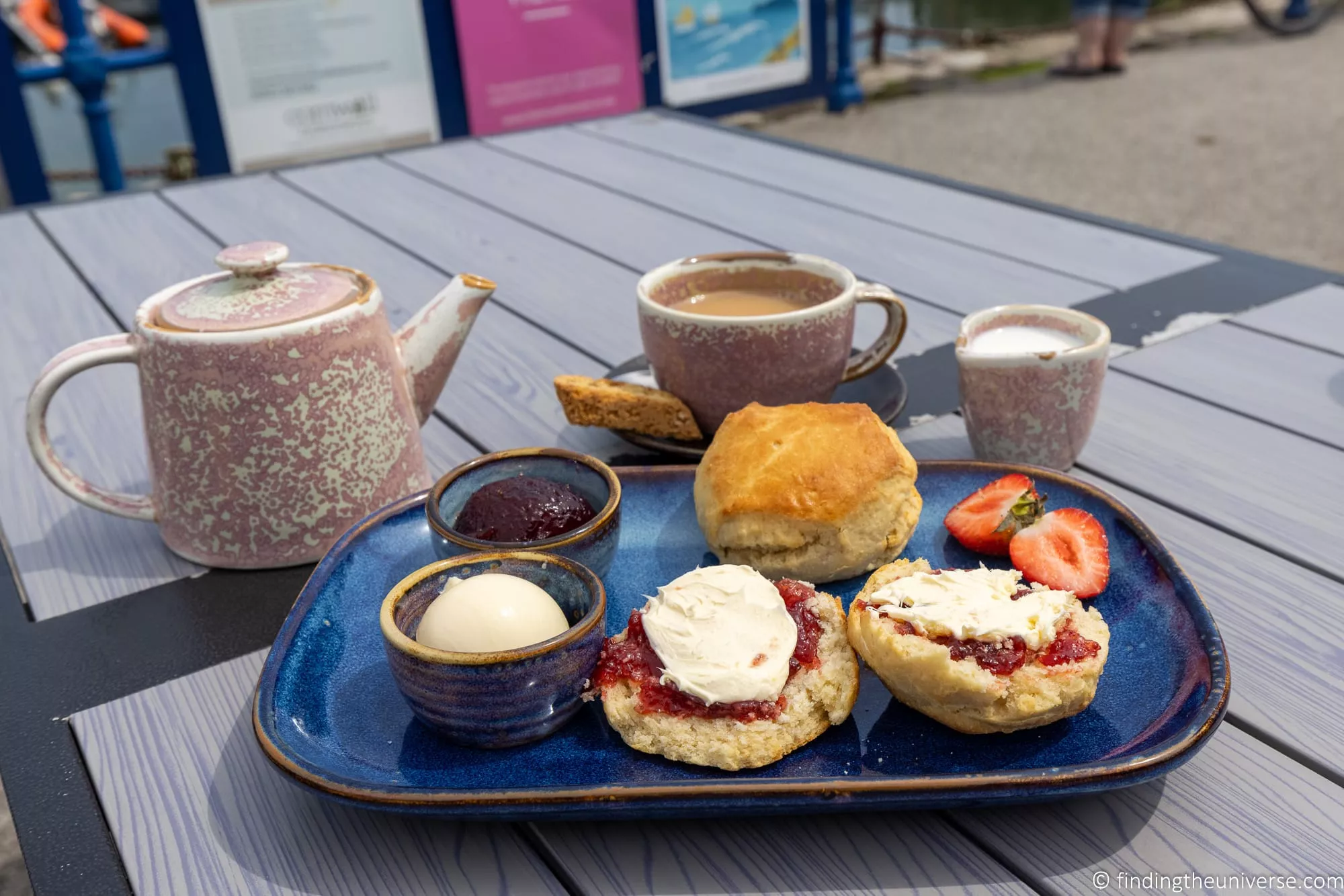 A Cornish cream tea with a scone, jam and clotted cream