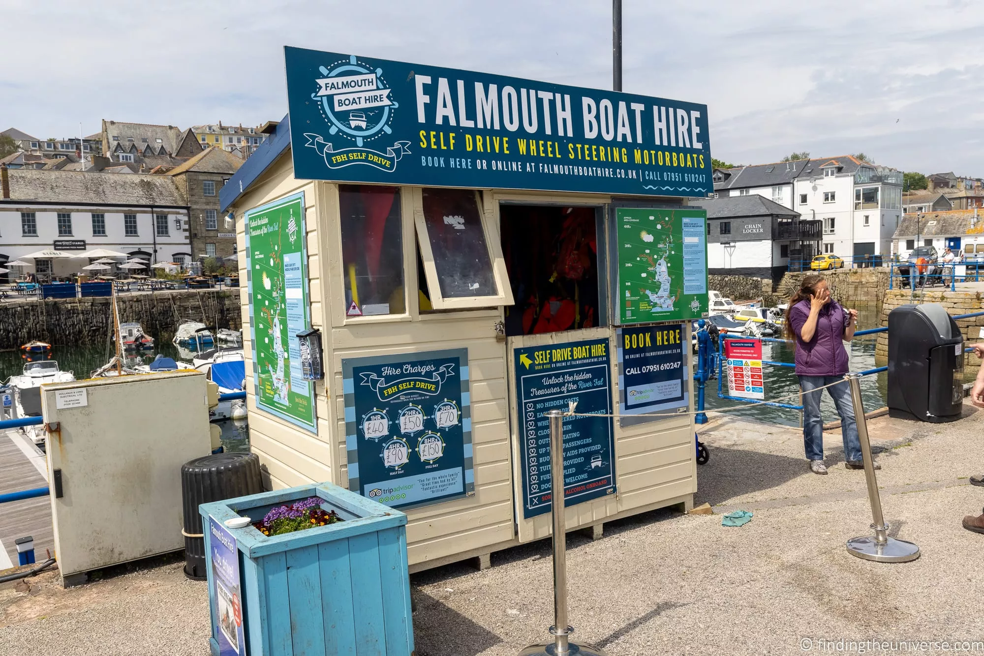 Small boats for hire in the harbour at Falmouth, Cornwall