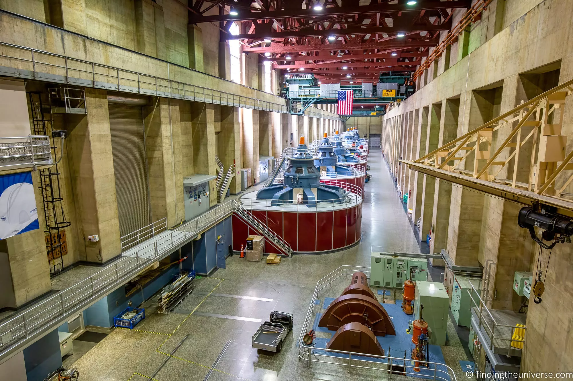 Inside the Hoover Dam turbine room