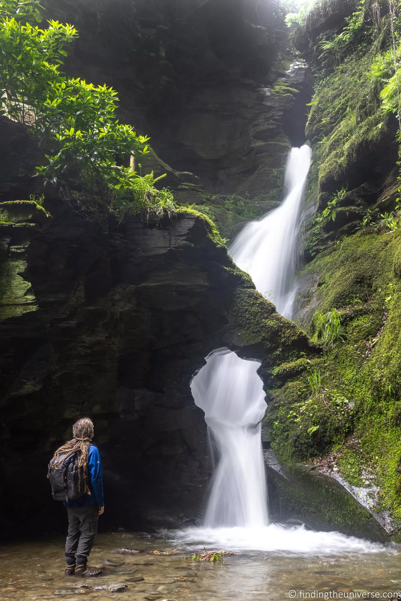 The waterfall at St Nectan's Glen near Tintagel in north Cornwall