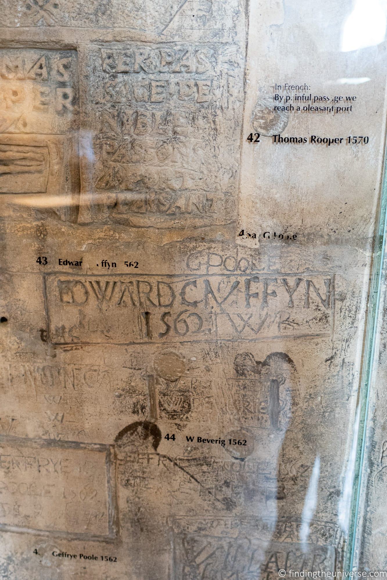 Prisoner Grafitti in Beauchamp Tower Tower of London