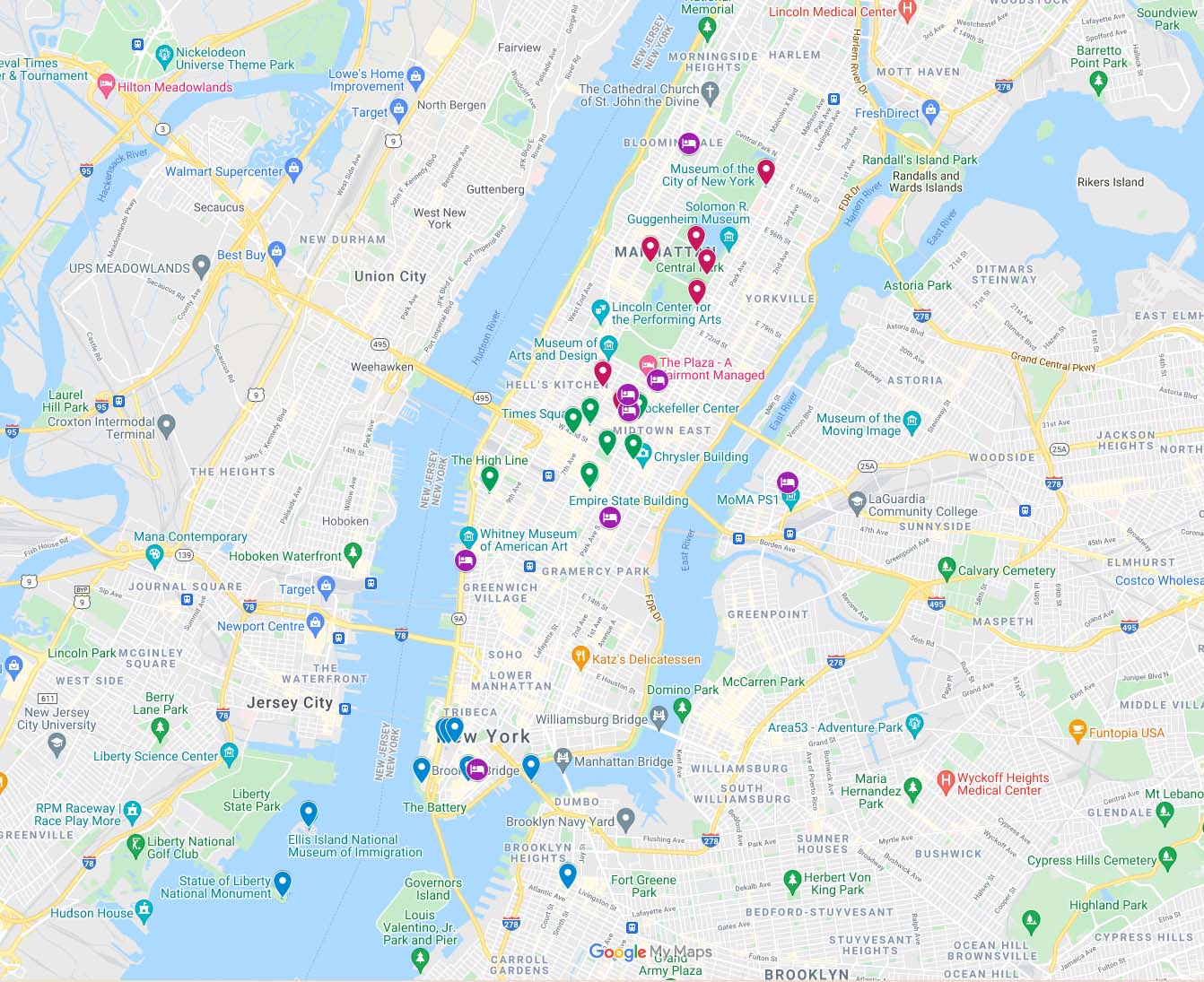 3 days in New York Itinerary Map