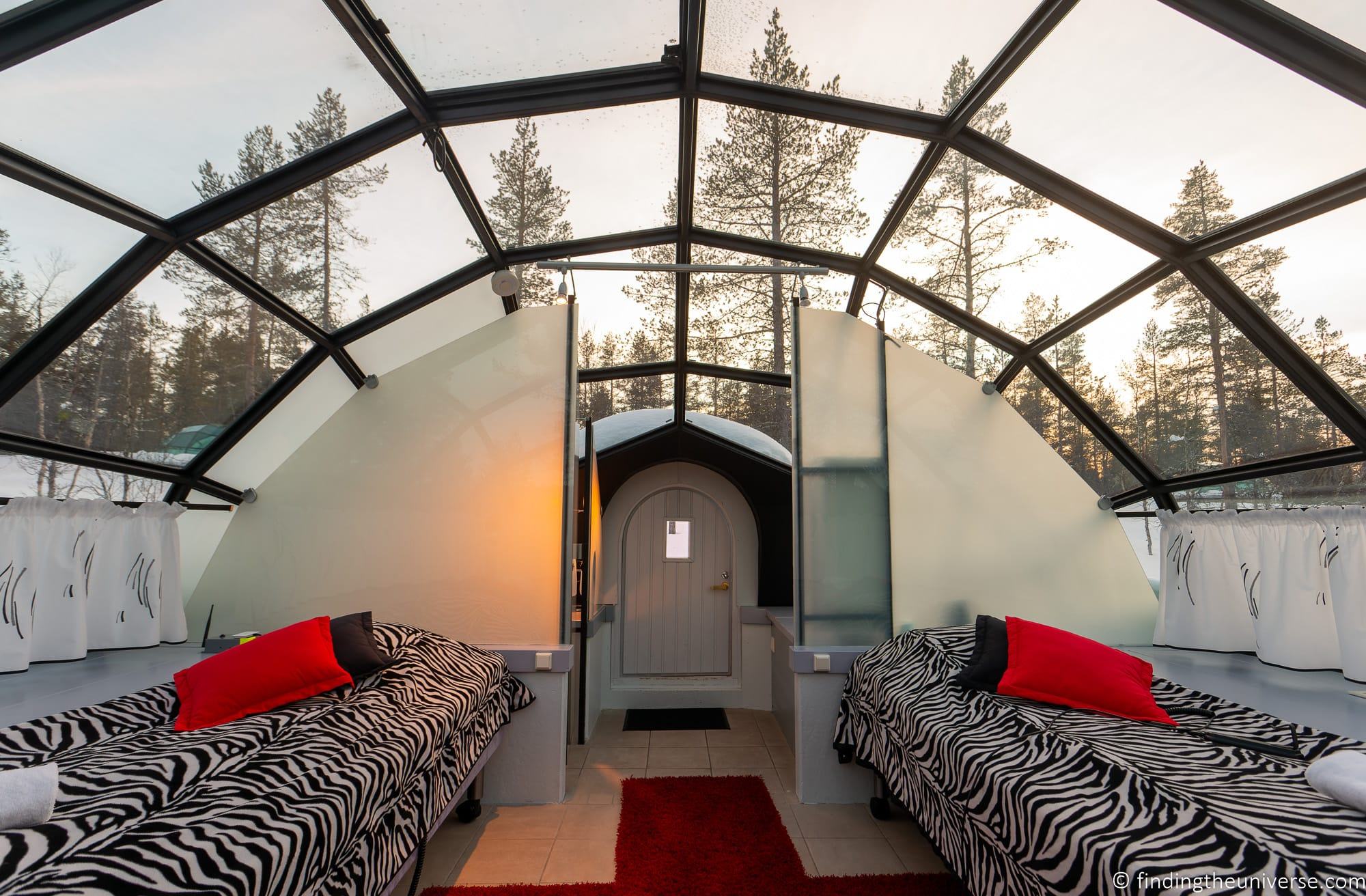 Kakslauttanen Arctic Resort - small glass igloo interior
