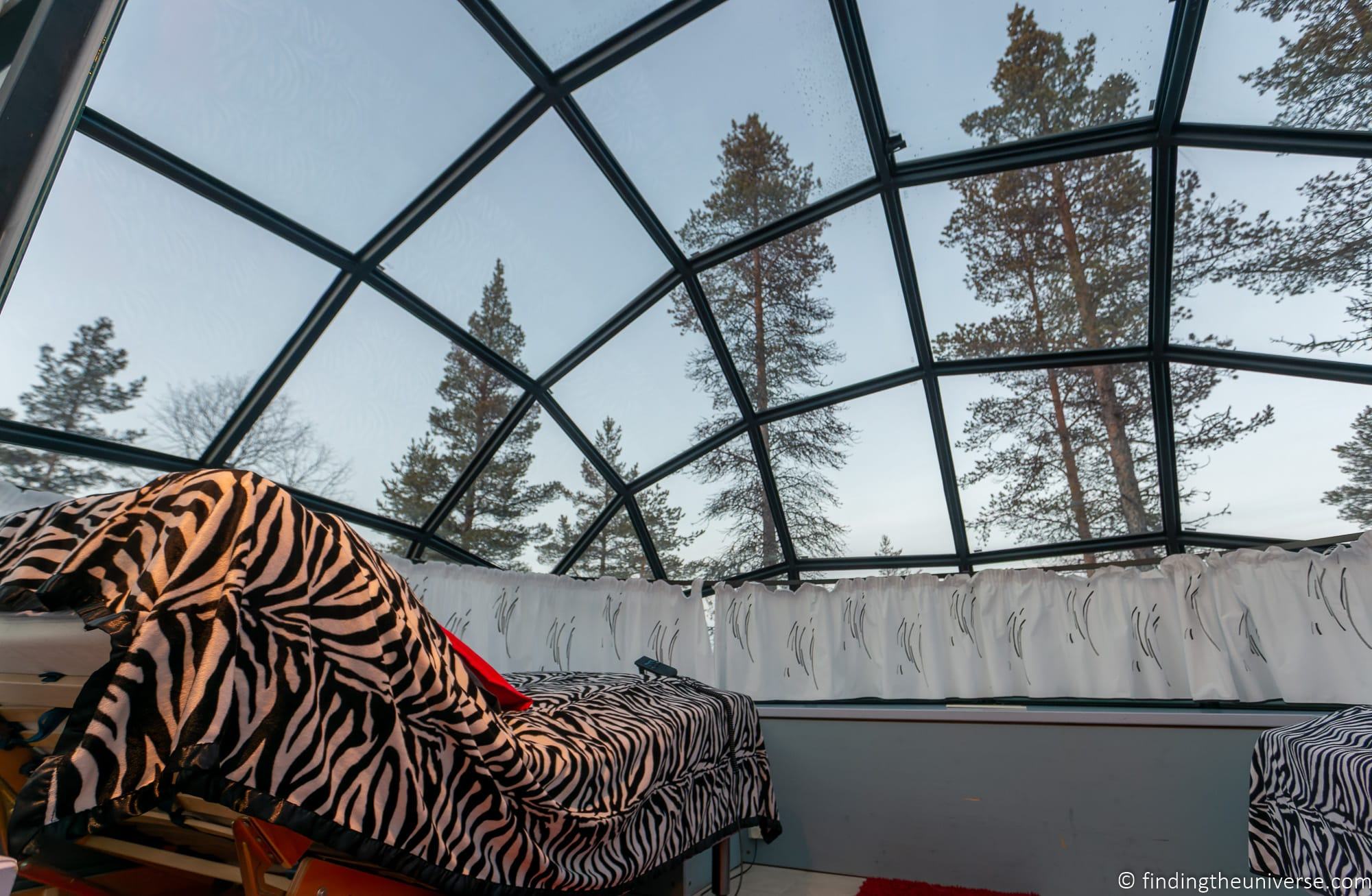 Kakslauttanen Arctic Resort – small glass igloo interior
